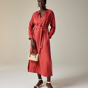 NWT J Crew Tall Cabana Dress in Linen Red sand Medium Tall